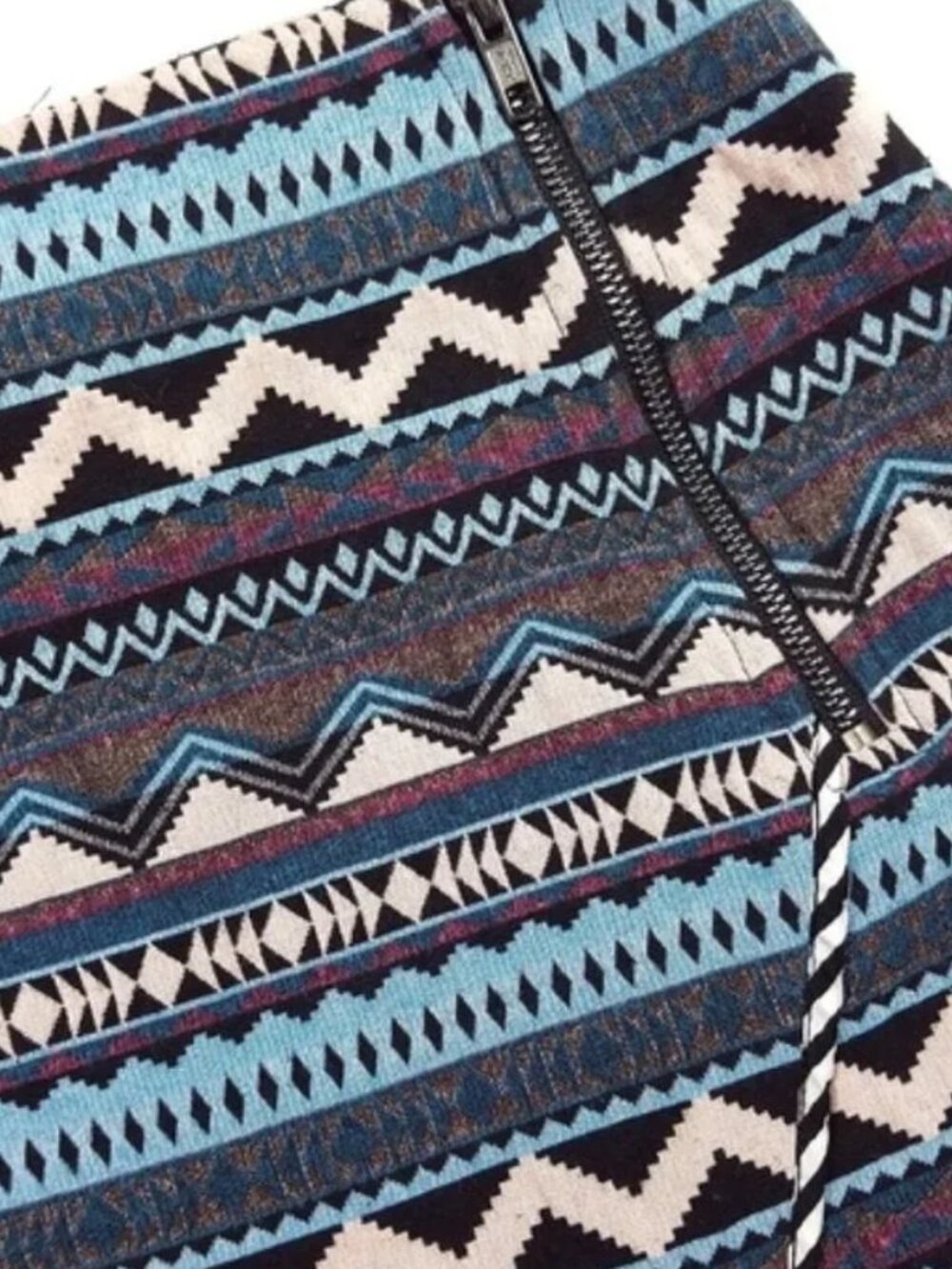 Greylin Stannis Aztec Geo Zip Mini Skirt Large Multicolor Tribal - Picture 3 of 6